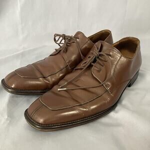 Mezlan Carmichael Dress Shoes Mens Size 10 Brown Leather Derby Apron Square Toe